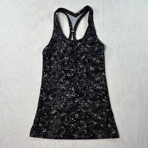 Lululemon Cool Racerback Tank Top Geometric Black Gray Approx Size Small 2/4
